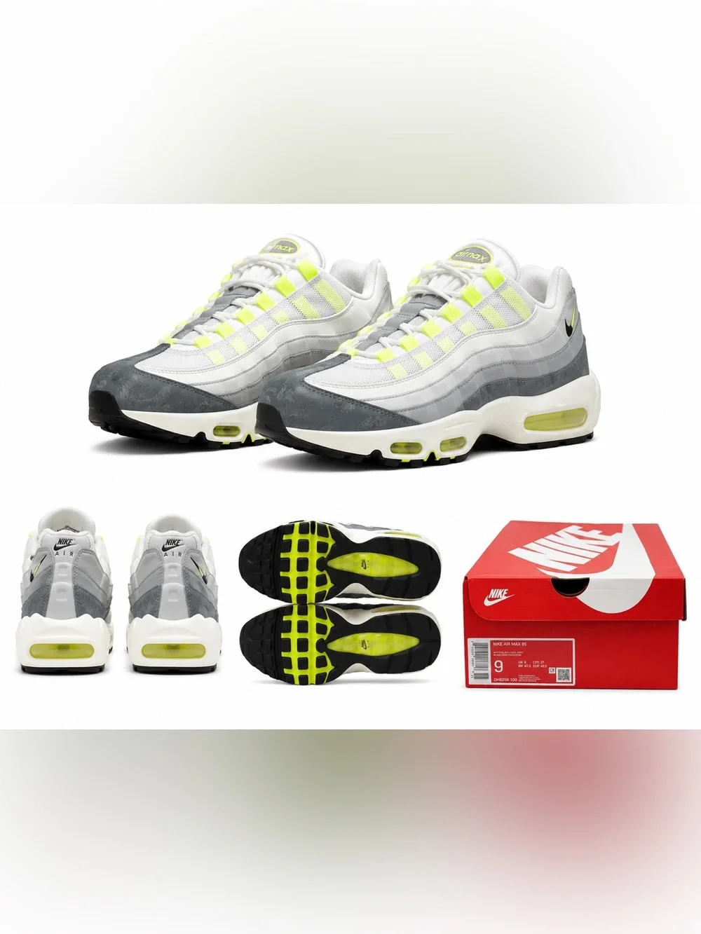 Nike Men’s White, Gray and Neon Yellow Air Max Sneakers